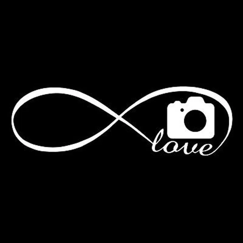 

20X6.3CM Infinity love Photography Shutter Vinyl Decal Car Sticker Black/Silver S8-0182