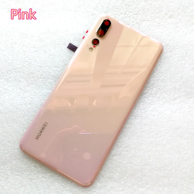 Pink Новая задняя крышка из закаленного стекла для huawei P20 Pro, запасные части, задняя крышка для батареи, корпус+ рамка для камеры+ крышка для вспышки - Цвет: Pink