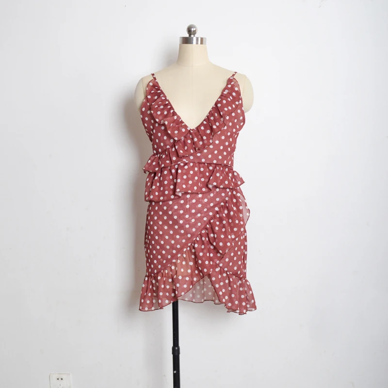 Летние оборками Vestidos с v-образным вырезом пикантные женские платье шифон спинки
