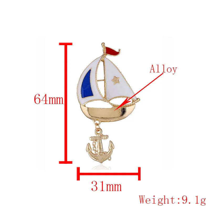 Renya Новое поступление парусник с якорем Форма Подвески синий цвет эмалированная