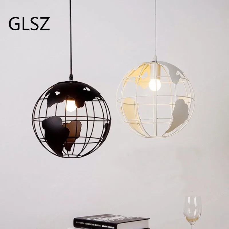 GLSZ светодиодный Глобус земли подвесные светильники железное искусство