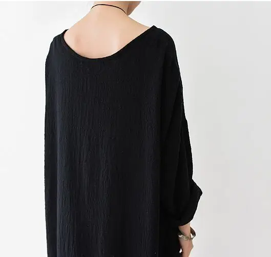 Женское платье с карманами черное элегантное цельнокроеное большого размера в