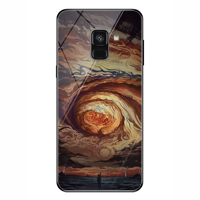 BLK-8 Звездное небо Футляр для телефона 5,6 дюйма для samsung Galaxy A5 A8 закаленное стекло чехол для samsung Galaxy A8 Plus 6,0" - Цвет: BLK-8