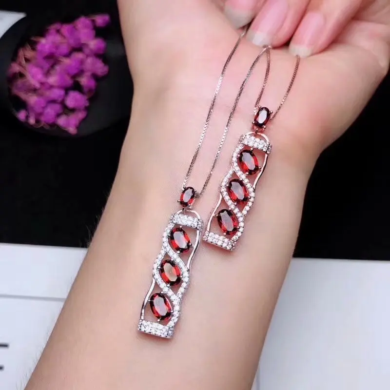 925 sterling silver natural Garnet necklace pendant Beauty A birthday present for a girlfriend's lover. Posting | Украшения и