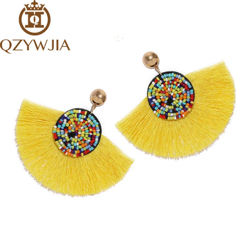 Новые винтажные этнические длинные серьги с кисточками и бусинами женские