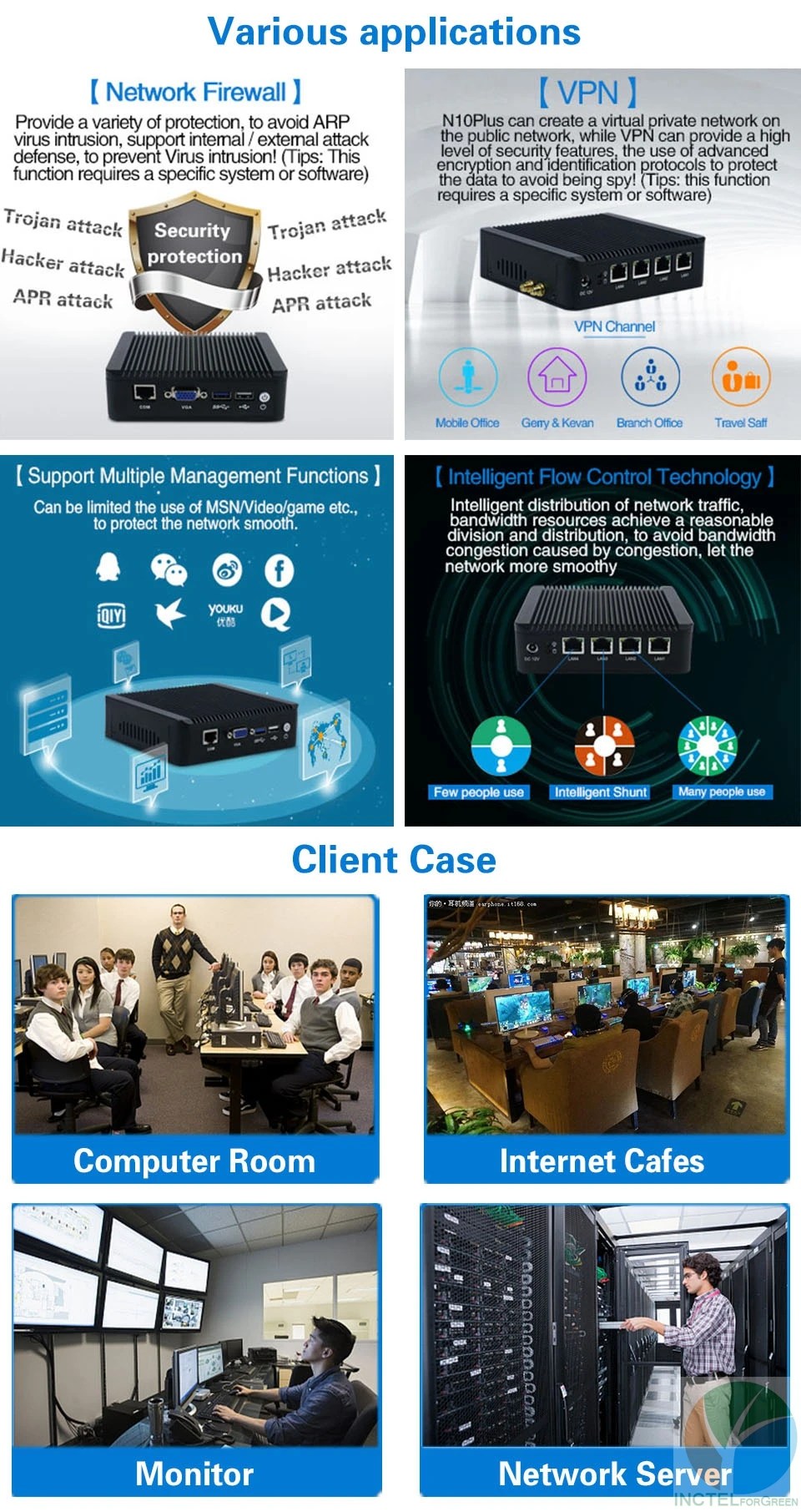Причастником I1 4 Lan pfsense minipc Intel atom E3845 четырехъядерный межсетевой экран Micro Appliance поддержка AES-NI
