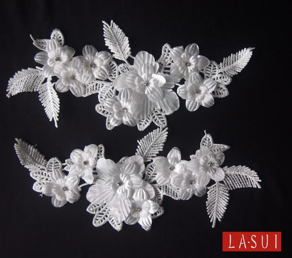 LASUI 5pairs=10 pieces glisten 3D flowers Of white Water soluble lace applique slim and graceful adornment 0011 | Дом и сад