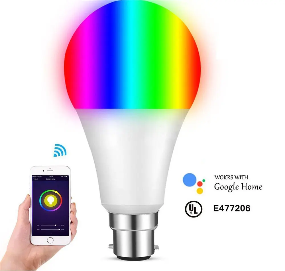 12 Вт E27 умный дом беспроводной WiFi светодиодный RGB+ CW ЛАМПА поддержка Alexa Google Светодиодная лампа для дома умная WiFi лампа с регулируемой яркостью для спальни Домашний Светильник