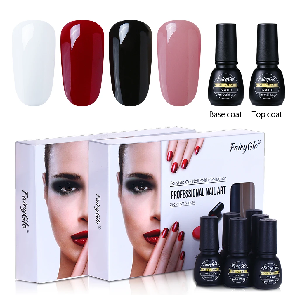 Набор для маникюра FairyGlo, 7 мл, 6 шт./лот, сделай сам, подарок с коробкой, УФ светодиодный гель для ногтей, замачиваемый, полупрозрачный Гель-лак для ногтей, Гибридный Гель-лак, набор - Цвет: 002