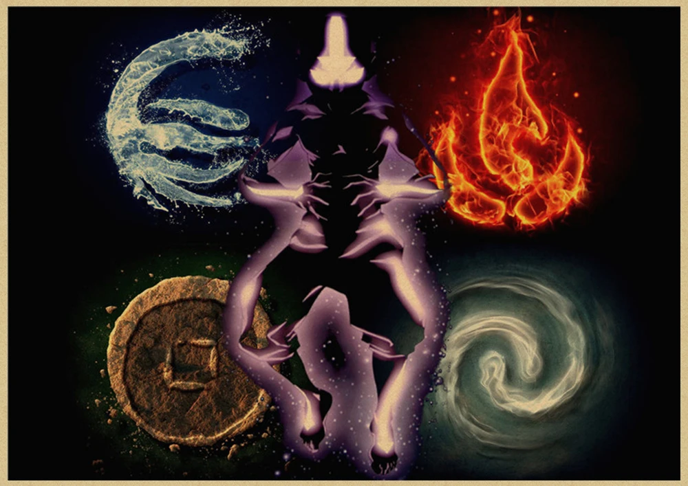 Аватар Последний Airbender Aang Katara мультфильм крафт-плакаты и печать настенная живопись Настенная картина для гостиной домашний декор - Цвет: Лиловый