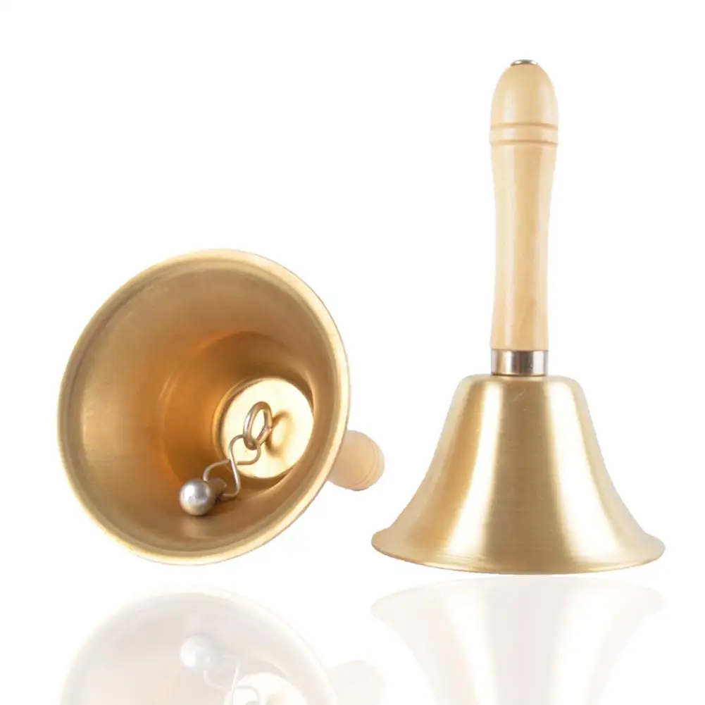 Латунный Колокольчик с деревянной ручкой золотой колокольчик для поезда игры