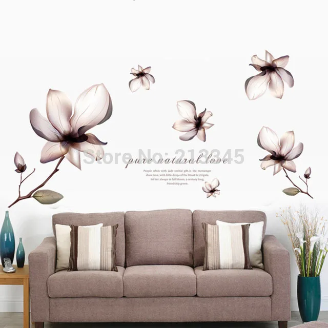 [Fundecor] DIY фиолетовые цветы наклейки на стену виниловые Ретро домашний декор