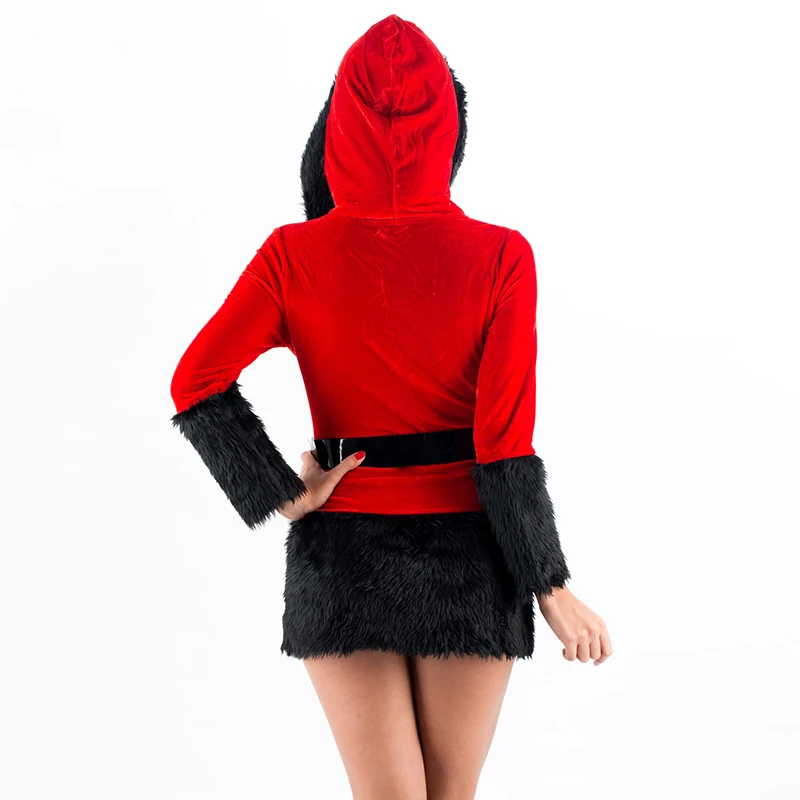 Новый год зима Рождественский костюм сексуальные женщины косплей с капюшоном