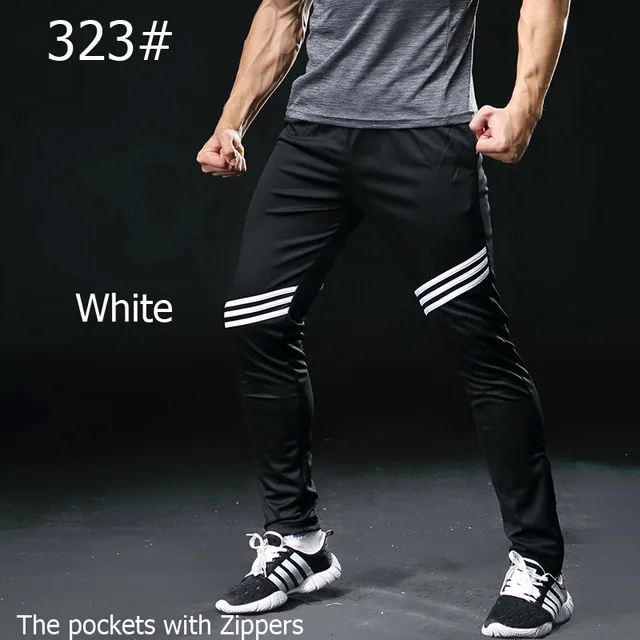 323 black white Pantalones deporte chandal, обтягивающие футбольные штаны, футбольные тренировочные штаны, мужские тренировочные штаны для бега, мужские спортивные штаны, мужские брюки - Цвет: 323 black white