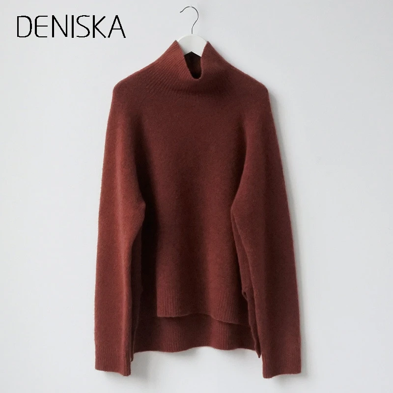 DENISKA 2018 Autumn Winter New Casual Women Cashmere Sweater Turtleneck Long Sleeve Knitted Female Pullover Woman Sweate | Женская