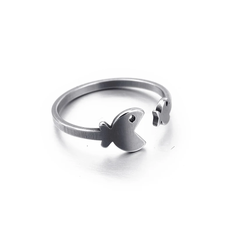 Из нержавеющей стали открытые кольца серебряного цвета забавная в форме рыбы