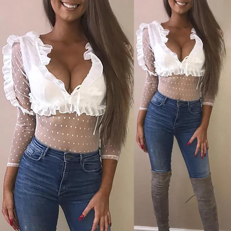 Женский топ из тюля с длинным рукавом Boho Пляжная Женская облегающая кружевная