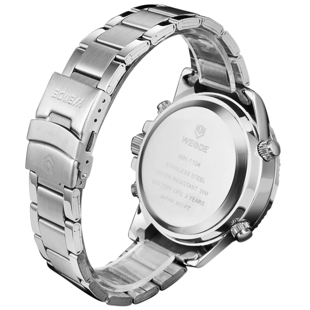

Top Brand WEIDE Men Fashion Sports Watches Men's Full Steel Quartz Analog LED Clock Male Military Wrist Watch Relogio Masculino