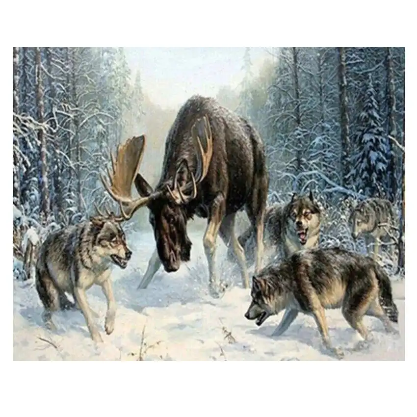 animal painting 13 Милая собака, картина, настенные картины по номерам, сделай сам, лошадь, масло, животное, рисунок по номерам для гостиной, олень, домашний декор, кошка, искусство - Цвет: animal painting 13