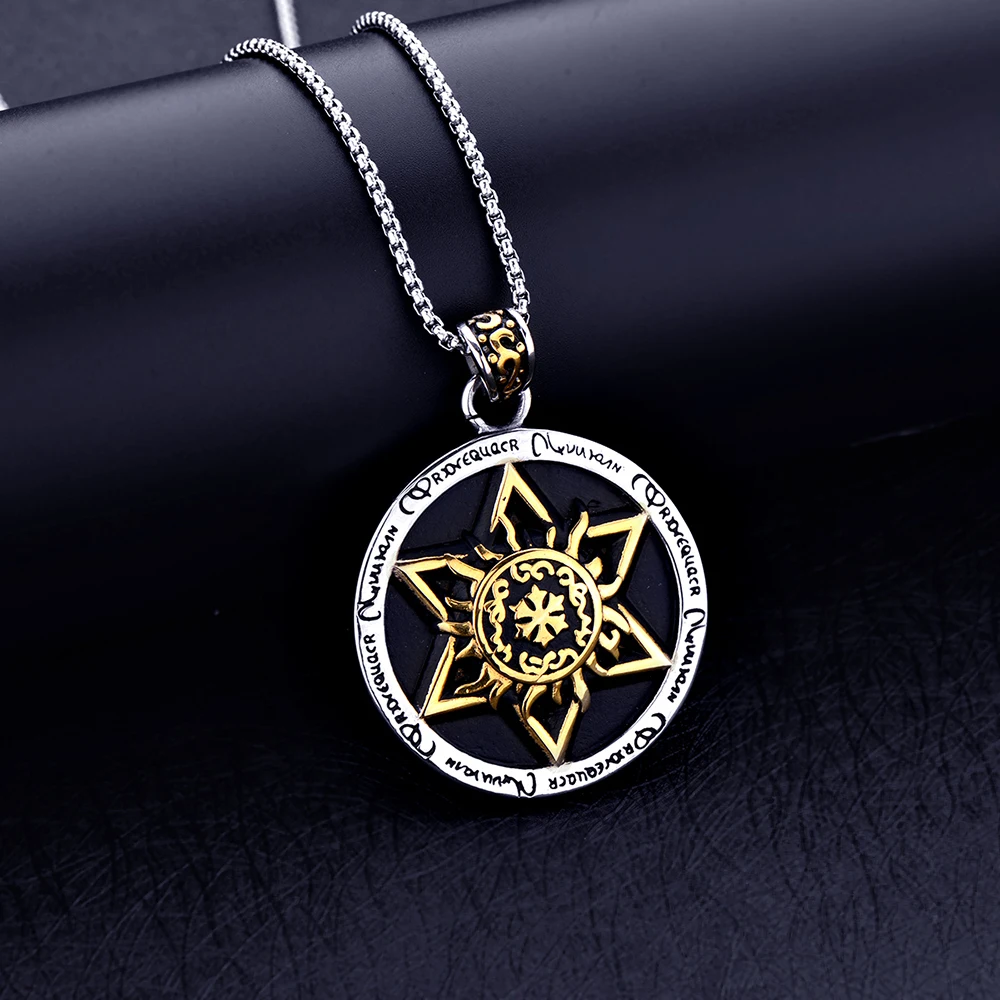 Титановая Сталь Серебряный Золотой Цвет шестиконечная звезда кулон ожерелье