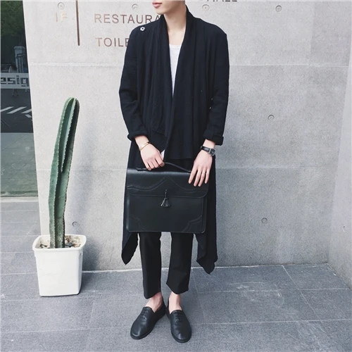 

2017 Big yards men's clothing M-6XL Original design punk male irregular trench male autumn outerwear personalized