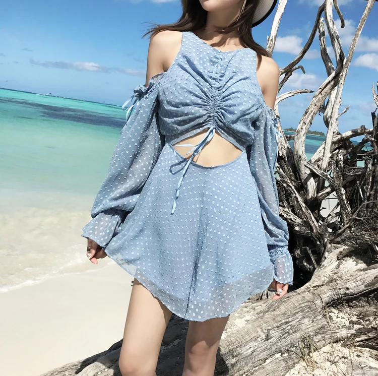 2018 Подиумные летние выходные Пляж Комбинезоны Сексуальная с открытыми плечами