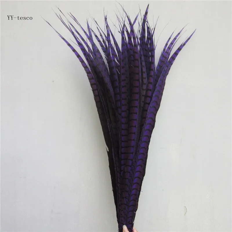 

YY-tesco 50pcs/lot natural lady Amherst pheasant feather 80-90CM 32-36 inch ornament wedding decoration purple pheasant feathers