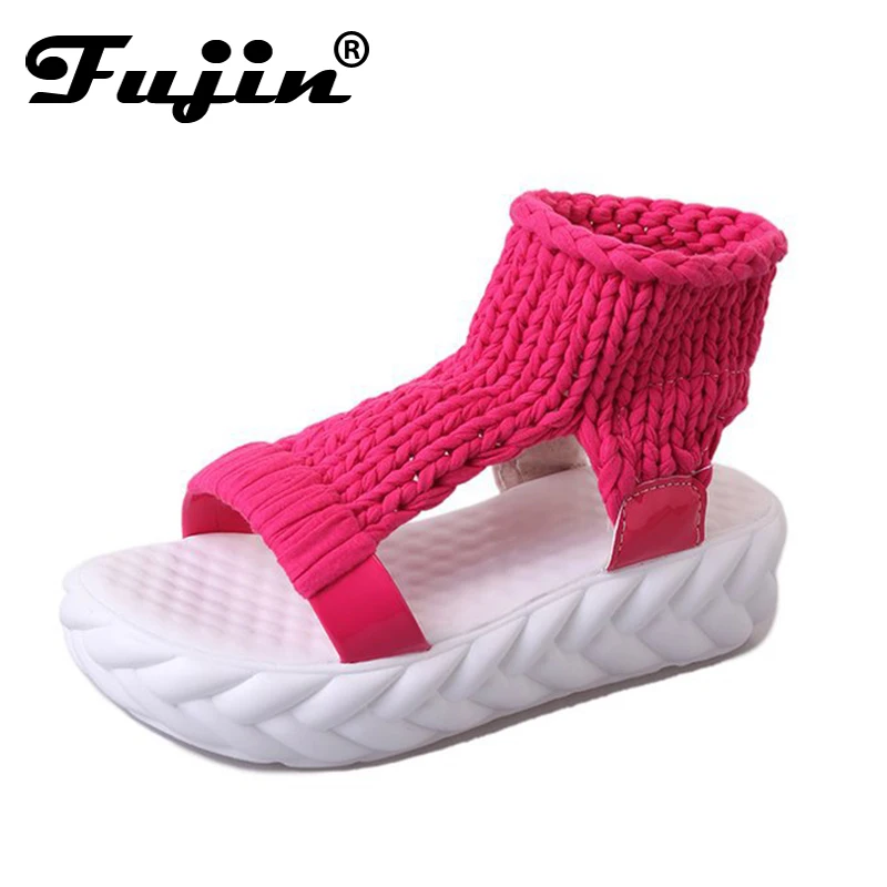 Fujin/брендовая летняя обувь для женщин Босоножки на платформе с высоким каблуком