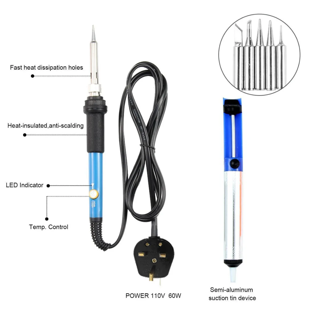 Паяльник Электрический с регулируемой температурой 60 Вт 110 В/220 В