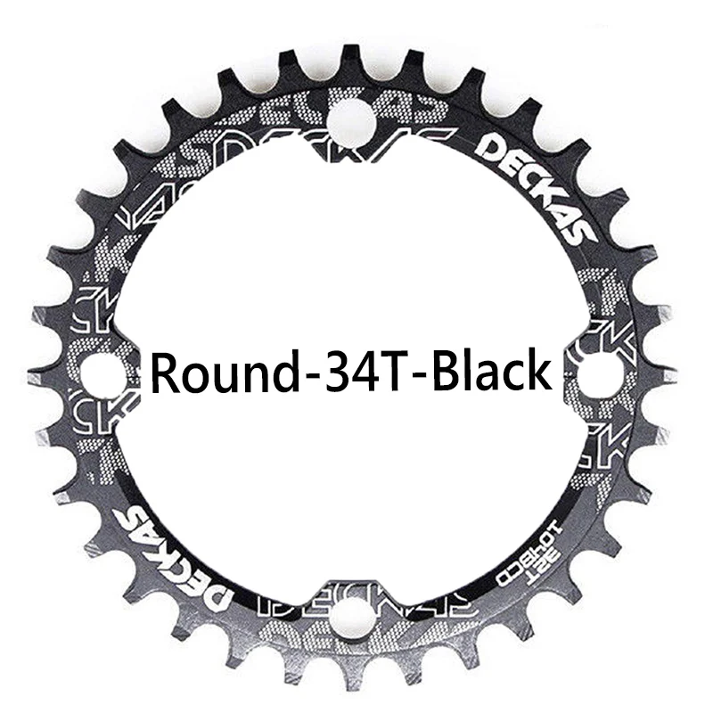 Round-34T-Black Deckas круглая узкая широкая цепь MTB горный велосипед 104BCD 32T 34T 36T Запчасти для зубной пластины - Цвет: Round-34T-Black