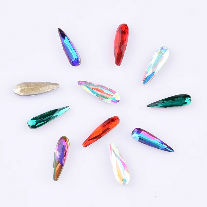 10 шт. Стекло задней частью с каплями дождя Кристаллы Стразы для ногтей украшения