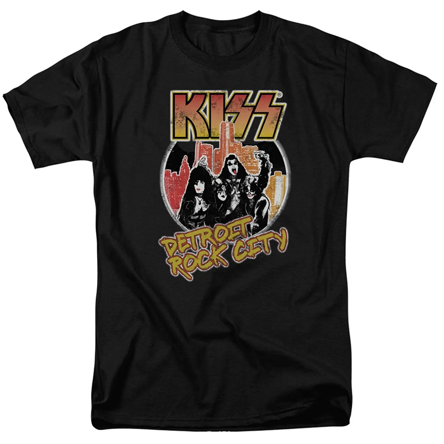 Kiss Detroit Rock City футболка странные вещи дизайн 2018 Новый с О образным вырезом больших