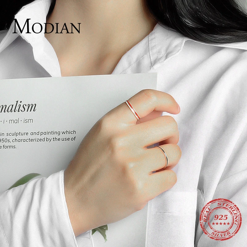 Modian новый стиль 100% Стерлинговое Серебро 925 Эмаль Очаровательные простые кольца