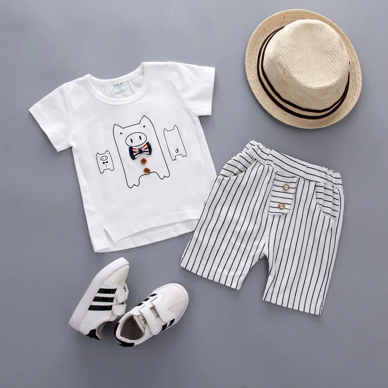 Комплект одежды для малышей Одежда новорожденных белая рубашка с рисунком шорты