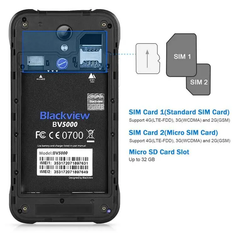 Blackview bv5000 мобильный телефон 4 г LTE 5000 мАч 5 дюймов mtk6735p ядра 2 ГБ Оперативная память