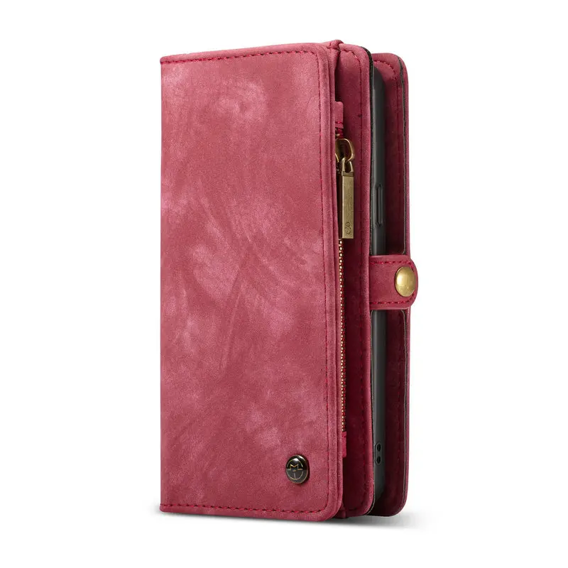 Red CaseMe кожаный чехол для Galaxy S9 Plus съемная 2 в 1 молния Кредитная карта кошелек для денег и карт чехол для samsung Galaxy S9 плюс Чехол - Цвет: Red