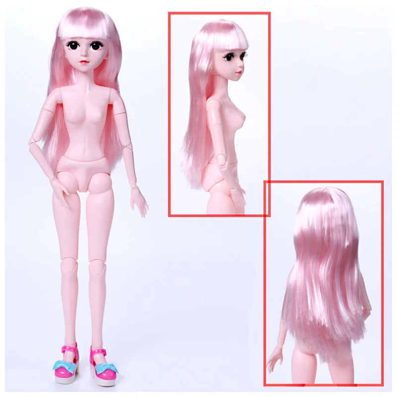 4 60 см BJD кукла 3D глаза 18 подвижный шарнирный парик Обнаженная девушка куклы тело с обувью Аксессуары куклы игрушки для девочек - Цвет: 4