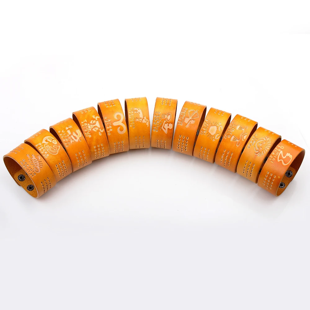 Браслет с подвесками двенадцать созвездий простой популярный кожаный браслет из