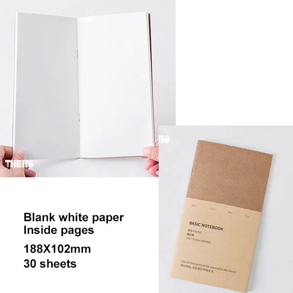 Blank white paper Милый блокнот-планировщик, 60 листов, креативные тенденции, ручная книга из искусственной кожи, дневник, дневник, офисные школьные принадлежности, подарок - Цвет: Blank white paper