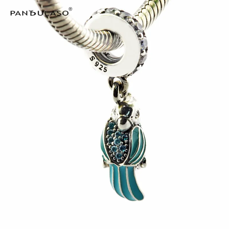 100% 925 стерлингового серебра ювелирные изделия Тропический попугай браслеты с