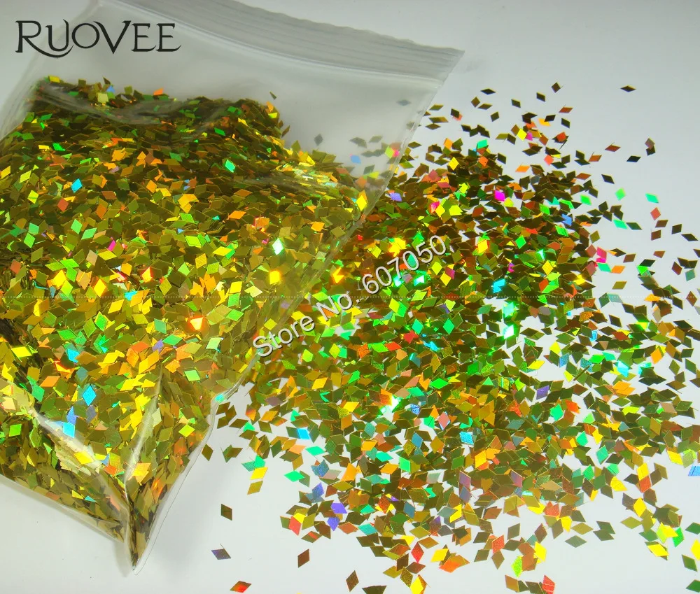 

Laser Holographic Green Gold Color 2MM Diamond rhombus Glitter Paillette Spangles Shape for DIY Nail Art Decoration