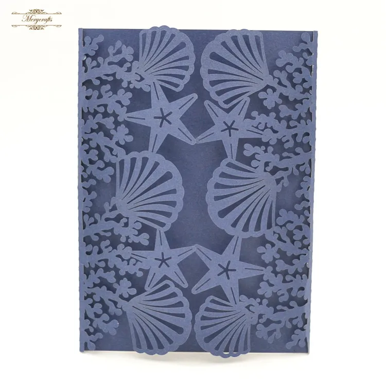 Морские украшения свадебные приглашения складные темно синие|navy blue|navy blue