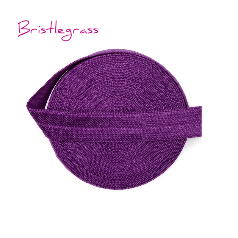 BRISTLEGRASS 100 ярд за рулоном 5/" 15 мм твердые блестящие складывающиеся эластичные враг спандекс атласная лента для волос повязка на голову кружево отделка Шитье - Цвет: Purple