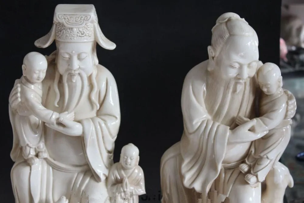 

16 inch / Sika deer Chinese dehua porcelain fu lu shou longevity god children