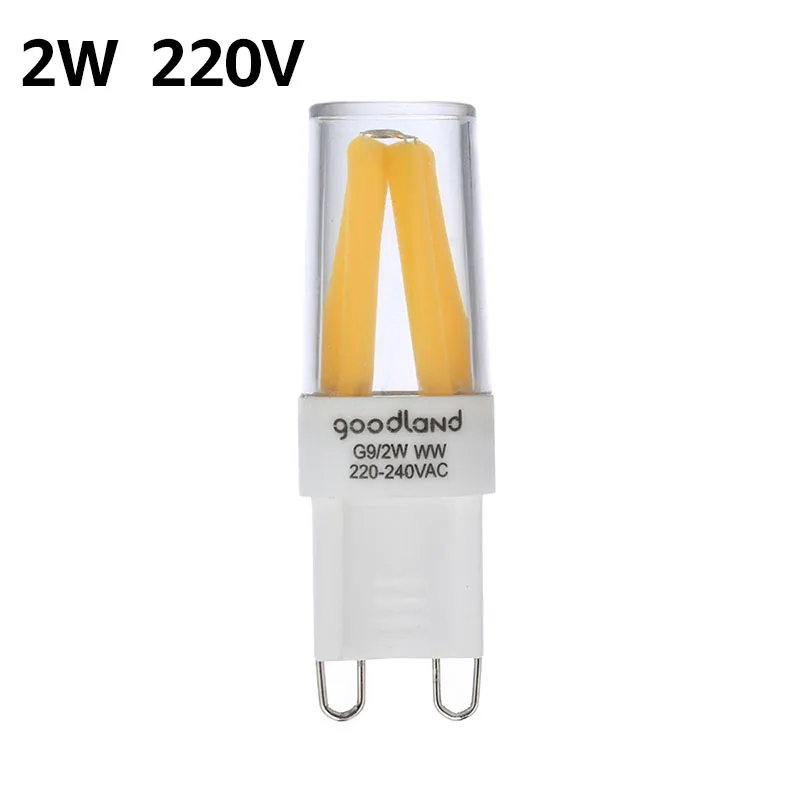 2W 220V Goodland G9 светодиодный светильник с регулируемой яркостью, 220V 240V 2W 4W нитевые люстра COB LED заменить галогенные светильник G9 светодиодный лампы - Испускаемый цвет: 2W 220V