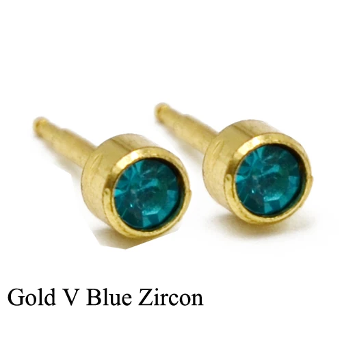 Gold V Blue Zircon Пара 16 г 24 К Золотое покрытие и серебро смешивать свой камень цирконий драгоценный камень уха шпилька спираль трагус серьги, Надеваемые На ушной хрящ прибор для пирсинга ювелирные изделия для тела - Окраска металла: Gold V Blue Zircon