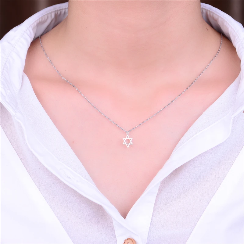 Женское и мужское ожерелье с кулоном Звезда Давида из 100% серебра 925 пробы 2019|star of