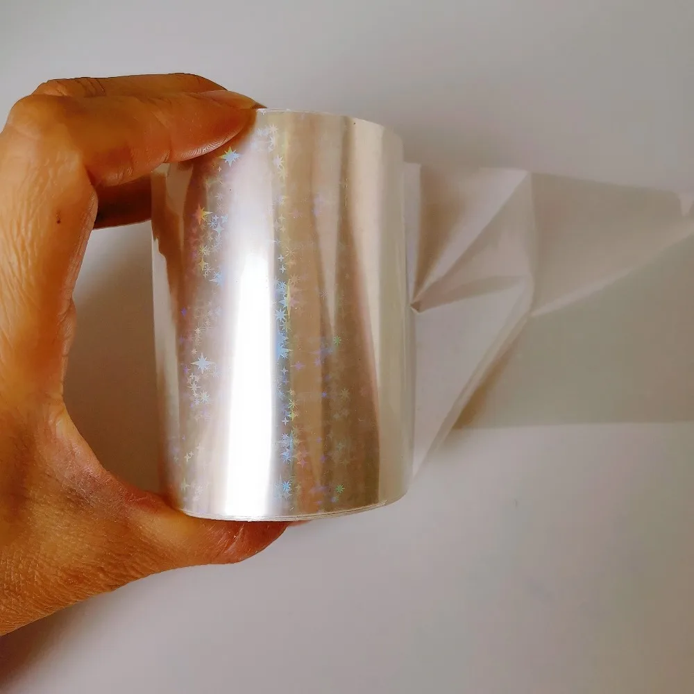 New Style Holographic Five Stars Transparent Foil Hot Stamping On Paper or Plastic 8cm x 120m/Lot DIY Package Box | Инструменты