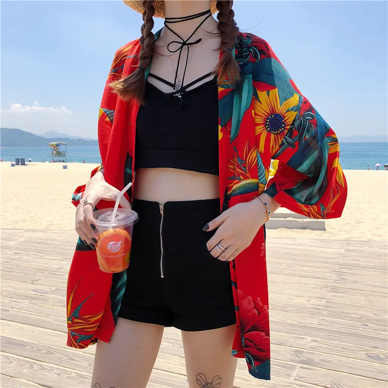 Традиционное японское кимоно yukata женское японское короткое платье свободная одежда kimomo японский кардиган кимоно Японские Женские haori