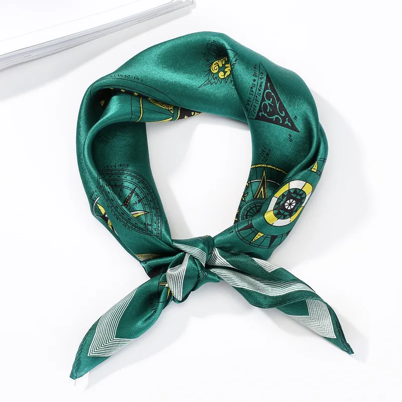 2019 Spring Summer Luxury Brand Design Elegant Women Scarf 100% Silk Square Lady Scarfs Vintage Print Head Neck Satin | Аксессуары для